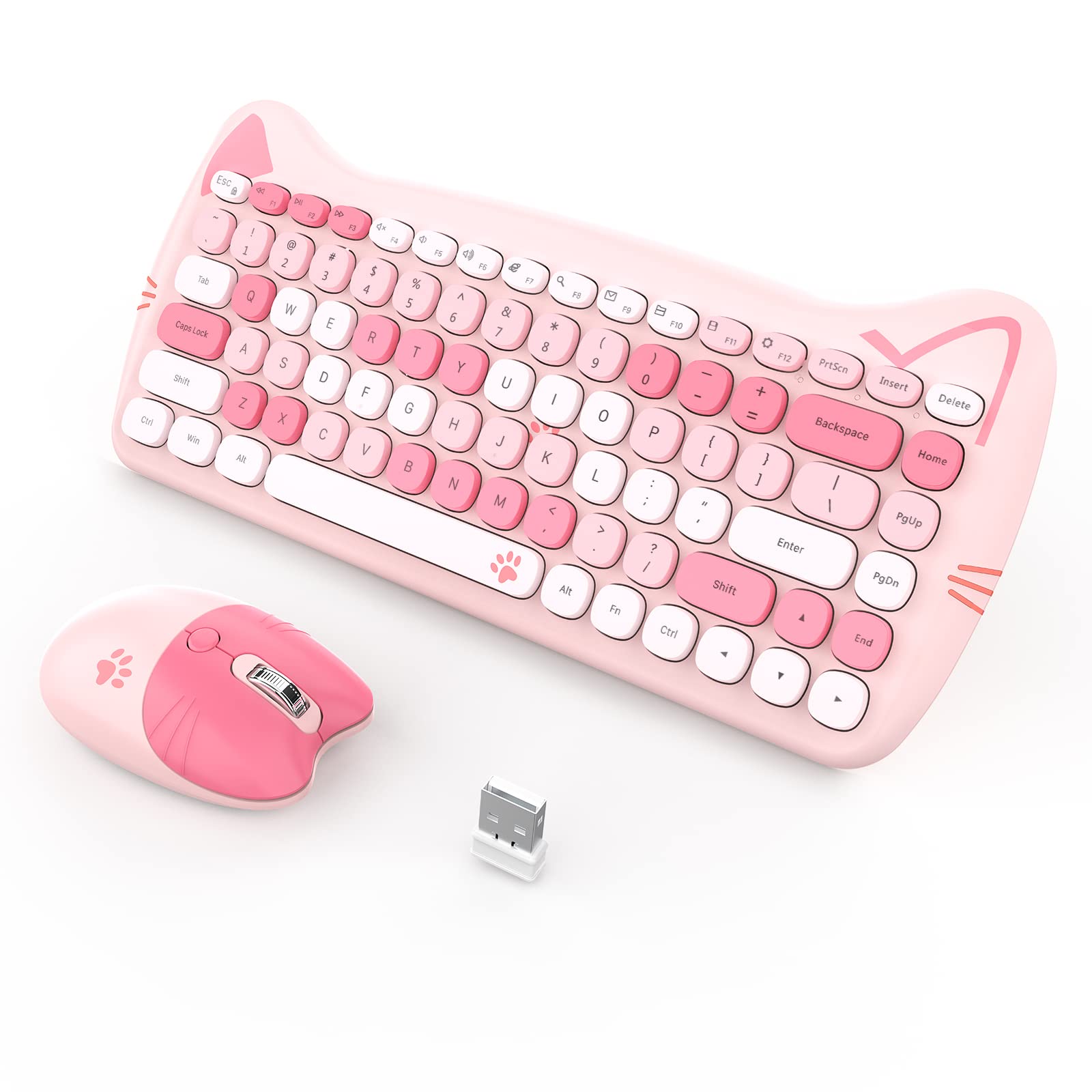 Amazon.in: Buy GEEZER Cute Wireless Keyboard Mouse,2.4GHz Retro